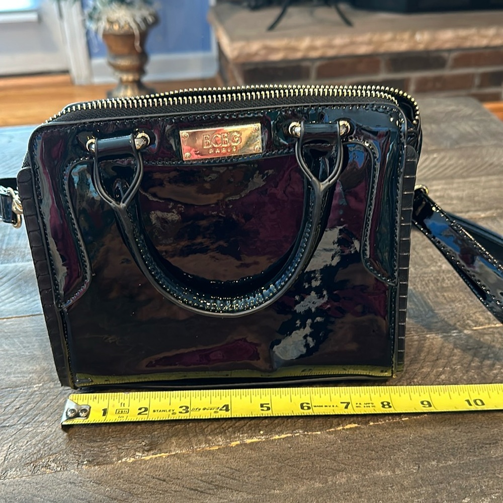 Black pattern, leather Crossbody handbag with handles